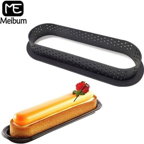 Meibum 1PCS Oval Shape Egg Tart Plastic Perforated Cake Ring French Dessert Mould DIY Fruit Cookies Pastry Kitchen Baking Molds