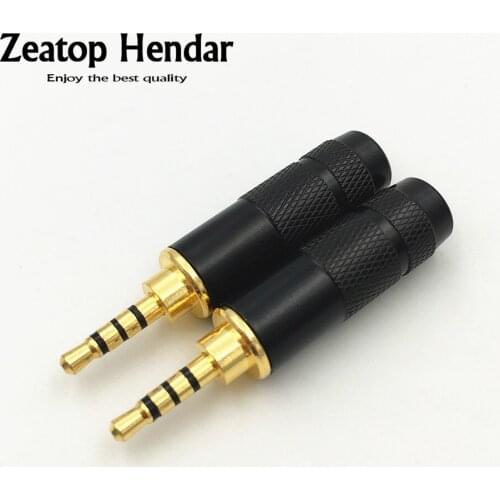 10Pcs 2.5mm 4 Pole Stereo Male Plug Solder DIY Connector for 6MM Headphones Speaker Cable Adapter Black Shell