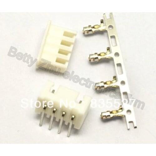 100pcs/lot XH2.54-4P 4PIN terminal block 2.54MM pitch connector : plug + plastic bending needle socket + terminal