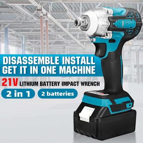 2 In1 21V 588N.m. Li-Ion Brushless Cordless 1/4'' Electric Screwdriver 1/2''Electric Wrench Combine Fit For Makita 300Battery