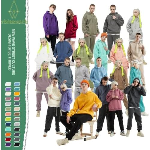 2021 Winter Man And Women Hooded Hoodies Fleece Thick 360g Fabric Solid Streewear Pullover Basic Sweatshirts Jogger Texture Tops