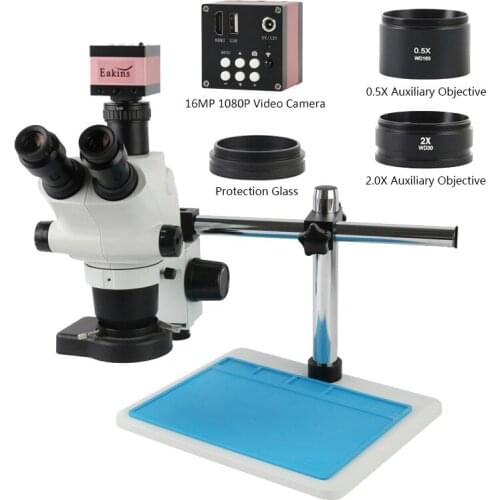 3.25X-130X Industrial Trinocular Stereo Microscope With 16MP 1080P SONY Sensor Video Camera For Phone PCB Soldering Repair