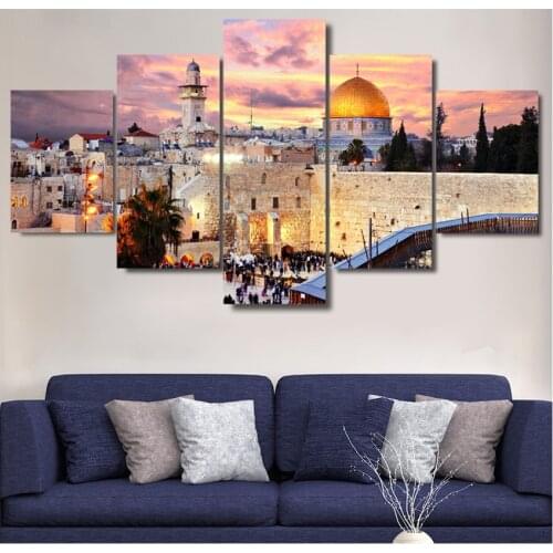 Bead Diamond Embroidery 5 Pieces Jerusalem Sunset Landscape,Diamond Painting city,Cross Stitch mosaic puzzle 5d,full square,3d