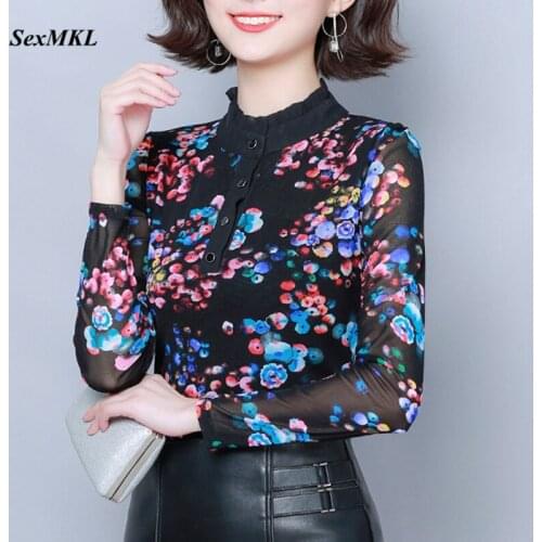 Plus Size Printed Blouses Womens 2020 Fashion Long Sleeve Floral Office Ladies Tops Korean Women Clothing Elegant Winter Blouse