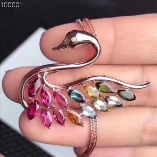 Swan Brooch Natural And Real Tourmalinebrooch Free shipping Natural real Tourmaline 925 sterling silver brooch