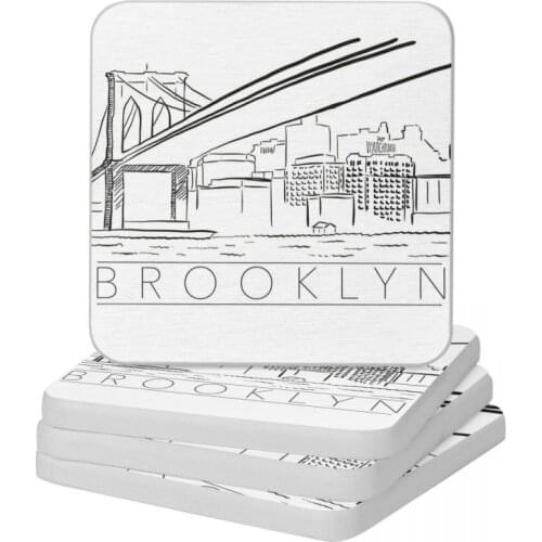 Brooklyn Bridge Bethel Building Diatomaceous Earth Square Round Shape Coaster Water Absorption Cup Bonsai Mat Soap Pad 10x10cm