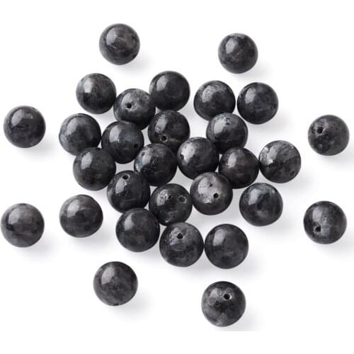 12mm Natural Labradorite Round Beads Black Loose Gemstone Beads for DIY Jewelry Making Bracelet Necklace Accessories 30pcs/set