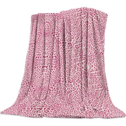 Pink Leopard Pattern Flannel Fleece Bed Blanket Bedspread Coverlet Bed Cover Soft Lightweight Warm Cozy Blankets