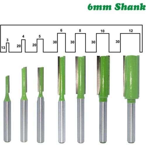 7pcs/set Shank Single Double Flute Straight Bit Milling Cutter For Wood Tungsten Carbide Router Bit Woodwork Tool