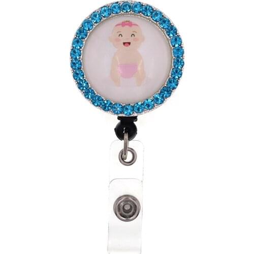 In Stock New Design Hospital ID Badge Reel Baby Nurse ID Badge Holder Alloy Name Card for Mom and Baby