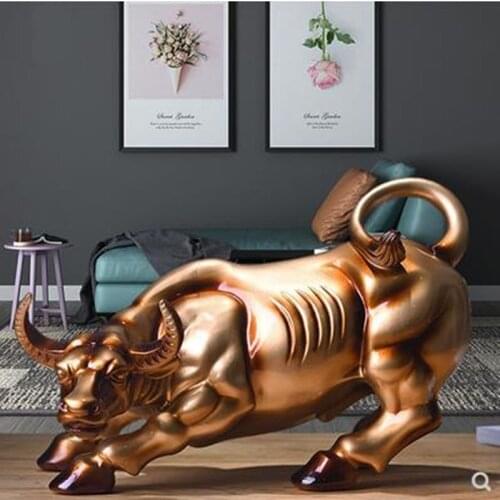 Simulation Wall Street Bull Statue Crafts, Creative European and American Bull Art, Home Office Desktop Decoration Gifts