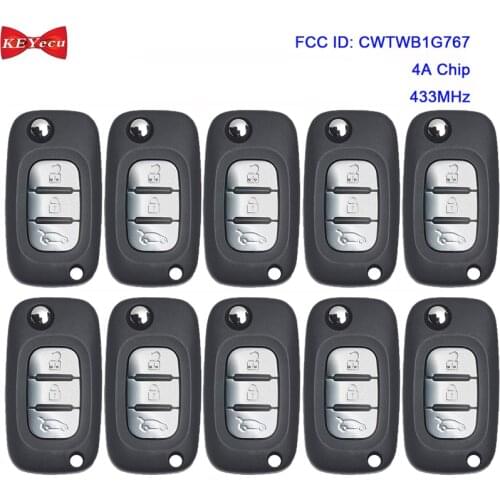 KEYECU 10pcs for Benz Smart Fortwo 453 Forfour 2015 2016 2017 Remote Key Fob CWTWB1G767 TWB1G767 433MHz 4A Chip