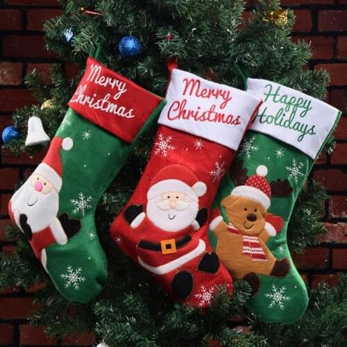 New Year Stocking Sack Xmas Gift Candy Bag Decorations For Home Christmas Tree Décor Ornaments Pendant Cartoon Smiley Anime Sock