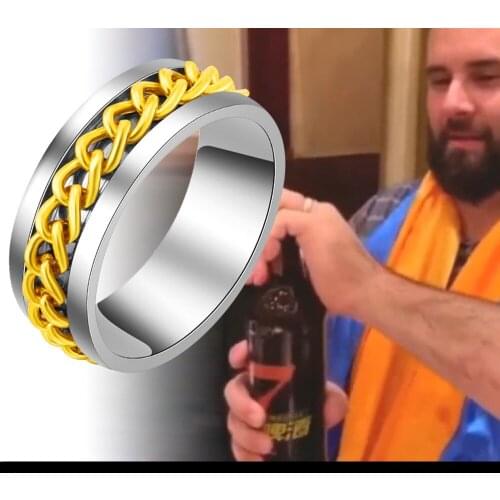 CanZe Jewelry Ring Bottle Opener Rotatable Ring Rotatable Titanium Steel Rotating Ring
