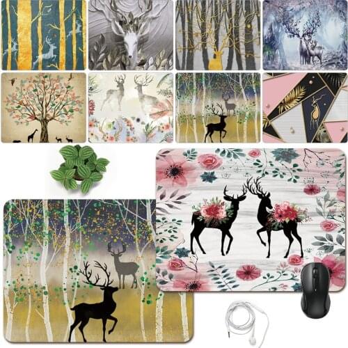 Mouse Pad League of Legends Gaming Mouse Pad Cute Deer Pattern Series PU Leather Waterproof Portable Home Office Laptop Mat