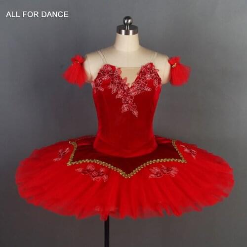 Red Velvet Top Bodice Pre-professional Ballet Tutu Girl & Stage Performance Ballet Tutu Ballerina Dance Costume Tutu