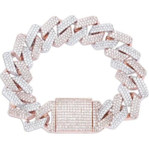 20MM Hip Hop Miami Cuban Chain Iced Out Bracelet Rapper Jewelry Cubic Zirconia Gold Sliver GC005