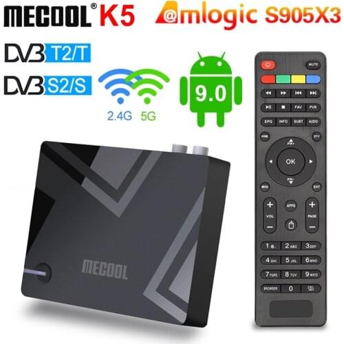MECOOL K5 2GB 16GB Android 9.0 Smart TV Box Amlogic S905X3 2.4G 5G WIFI LAN 10/100M Media Player PVR Recording 4K Set Top Box