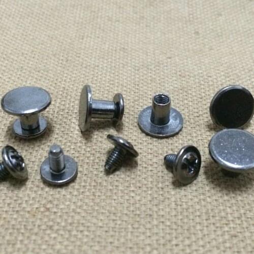100Sets 10X7MM Gun Metal Round Flat Spikes Metal Flat Studs Rivets Screwback Spots Cone Leather Craft Spikes For DIY Making