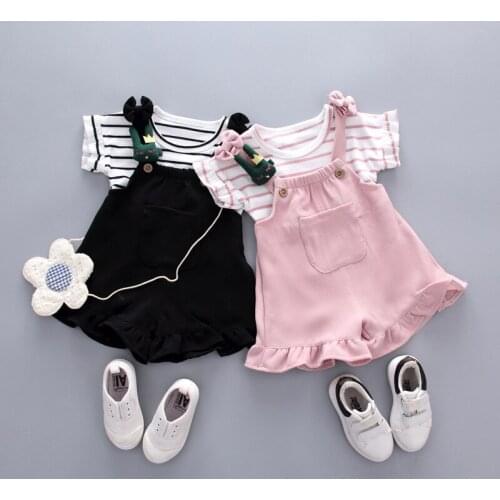 2020 New childrens clothing western style short-sleeved T-shirt princess two-piece summer girls suit