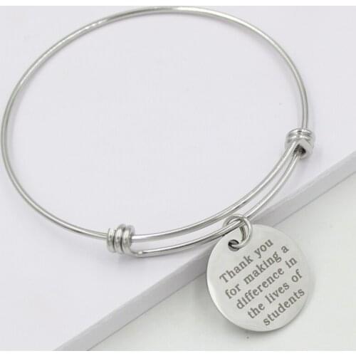 2021 New Arrival Stainless Steel Bangle Bracelets Teachers Bracelets For Women Teachers Gifts Pulsera