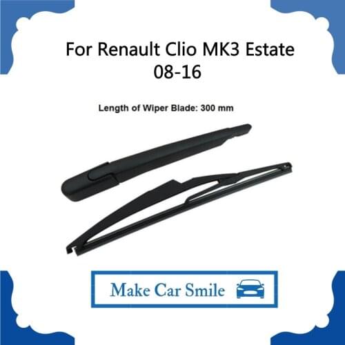 New Car Rear Wiper For Renault Clio MK3 Estate 08-16 Rear Windshield Window Wiper Arm + Blade Set 300mm