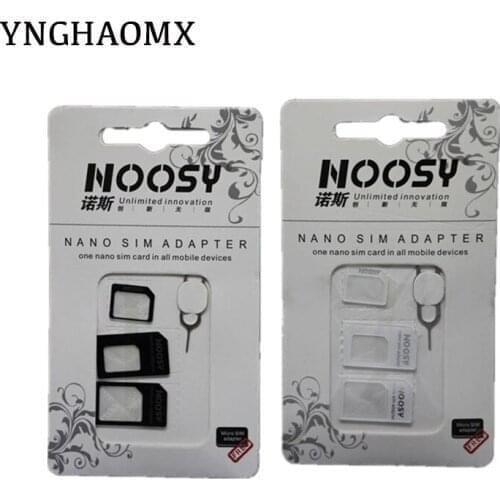 Wholesale 1000sets/lot 4 In 1 Noosy Nano Micro SIM Card Adapter Eject Pin For iPhone 7 6 6s plus 5 5S 4 4s