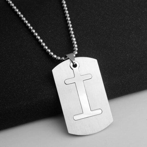 Stainless steel 26 English alphabet I name sign necklace initial letter symbol detachable double layer text necklace jewelry