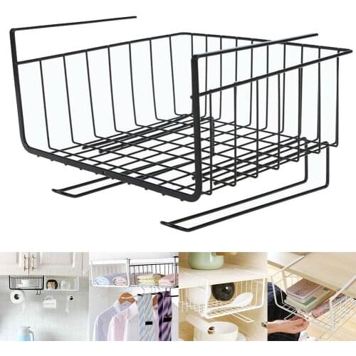 New Kitchen Hanging Under Shelf Storage Iron Basket Cupboard kitchen Cabinet Organizer with stretch hook Bowl dish Rack Holder