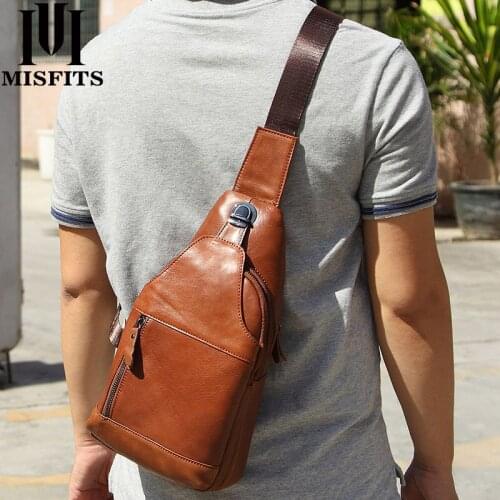 Casual Mens Chest Bag Leather Messenger Bag Mens Shoulder Handbag Fashion Travel Messenger Bag Mens Chest Bag