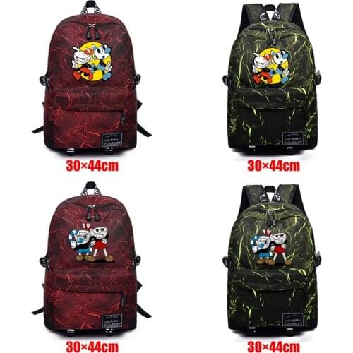 Packsack Cuphead Teenager Fabric Backpack Zipper High Quality Schoolbag Unisex Mochila Student Casual Travel Laptop Bag