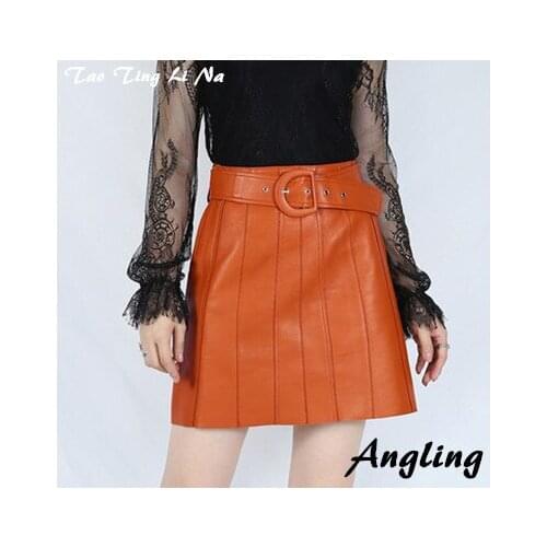 Top brand New Fashion 2020 Real Genuine Sheep Leather Skirt G45 high quality