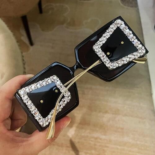 Sunglasses women Brand Design Oversized Sun Glasses Men Luxury Rhinestone Handmade Vintage Square Eyewear Gafas De Sol