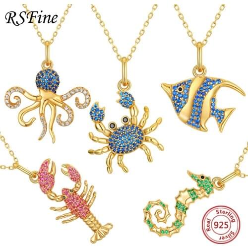 925 sterling silver blue crab necklace female Summer holiday ocean style pendant cancer For women fashion Fine jewelry
