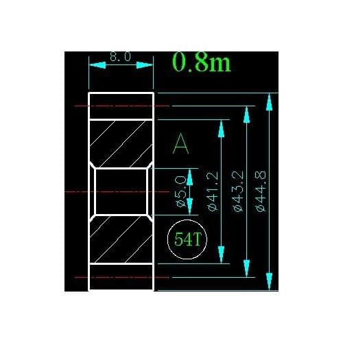 0.8m 54T/Hole 5mm 6mm 8mm 10mm/width 8mm/For Meat Grinder Parts etc