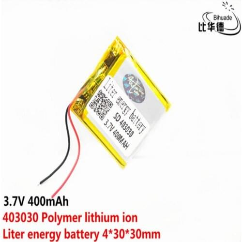 043030 3.7V,400mAH 403030 Polymer lithium ion Li-ion battery for TOY,POWER BANK GPS mp3 mp4 MP5 Smart Watch Power Bank Speaker