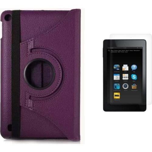 1*Clear Screen Protector,360 Degree Rotatable PU Leather Case Cover Stand For Amazon Kindle Fire HD7 HD 7 2015 Generation Tablet