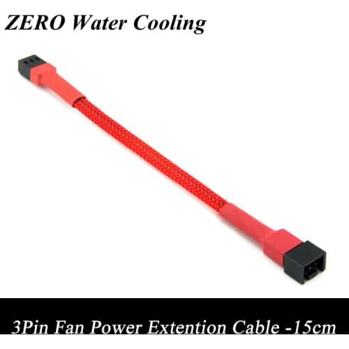 2pcs 15cm Red Sleeved 3Pin PC Fan Male to Female Power Extension Cable Free Shipping