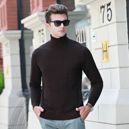 2019 Winter Thick Warm Sweater Men Turtleneck Mens Sweaters Slim Fit Pullover Men Classic Wool Knitwear Pull Homme