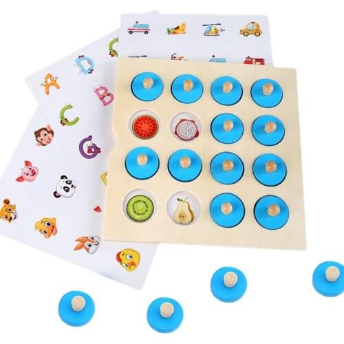 DIY 3D Montessori Memory Match Chess Game Wooden Puzzles Interaction Cognitive Early Educational Toys Gifts For Children Kids