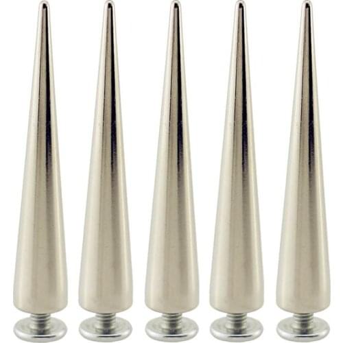 5sets 10*55mm Silver Bullet Large Spikes And Studs Rivets For Leather DIY Clothes Punk Steel Spots Remaches Cuero Garment Rivets