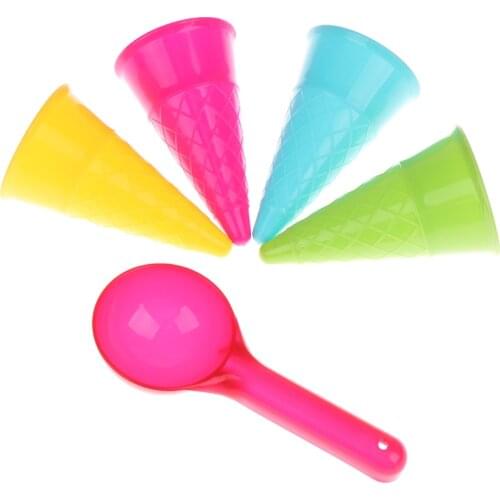 5 Pcs/lot Cute Ice Cream Cone Scoop Sets Beach Toys Sand Toy For Kids Children Educational Montessori Summer Play Set Game Gift