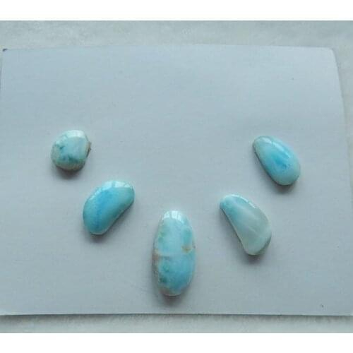 5 PCS Of Natural Larimar Cabochons,22x11x5mm,17x10x4mm,8.50g