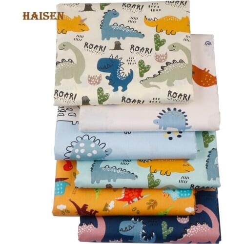 6 Pcs/Lot,Printed Twill Cotton Patchwork Fabric Cartoon Dinosaur Calico,DIY Sewing&Quilting Cloth Material For Baby&Child40x50cm
