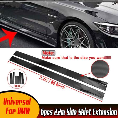 86.6'' 2.2m Universal 2x Car Side Skirts Extensions Splitters Rocker For BMW F30 F80 M3 F82 M4 F32 F36 E90 E92 E93 F10 F11 520i