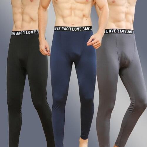 Newautumn Winter Mens Thermal Underwear Warm Elasticity Breathable Long Trousers Solid Color Underweer Leggings Thermo Clothes