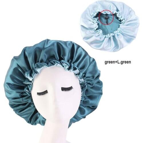 Satin Hair Cap Adjustable Bonnet Double Layer Dome Cap Sleep Hat For Curly Springy Hair Styling Accessories Jewelry