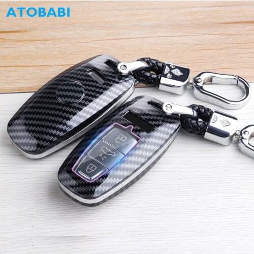 ATOBABI ABS Car Key Cases For Audi A6 A6L A7 E-Tron A8 Q8 2019 2020 3 Buttons Smart Keyless Entry Remote Control Protector Cover