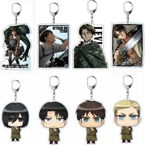 Anime Attack On Titan Keychain Cartoon Eren Key Mikasa Ackerman Acrylic Pendant Key Holder Women Men Cosplay Key Trinkets Fan