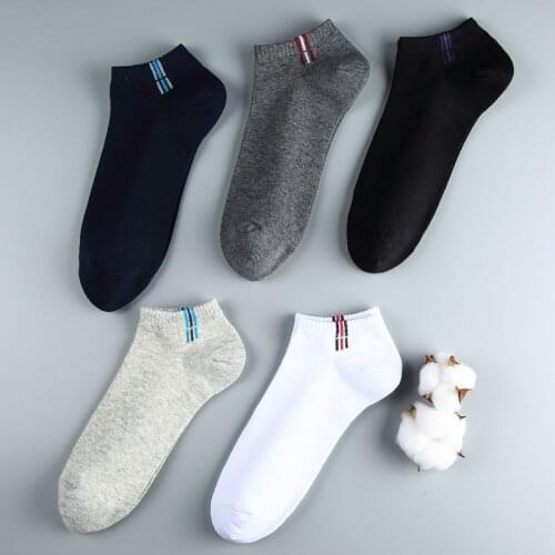 Brand Men Socks Short Solid Slippers Cotton Mens Ankle Socks Breathable Compression Socks Calcetines Divertidos Homb 5-pack